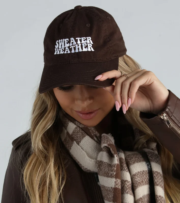 Sweater Weather Baseball Cap Boat Neck Shawl Collar Notched Collar
