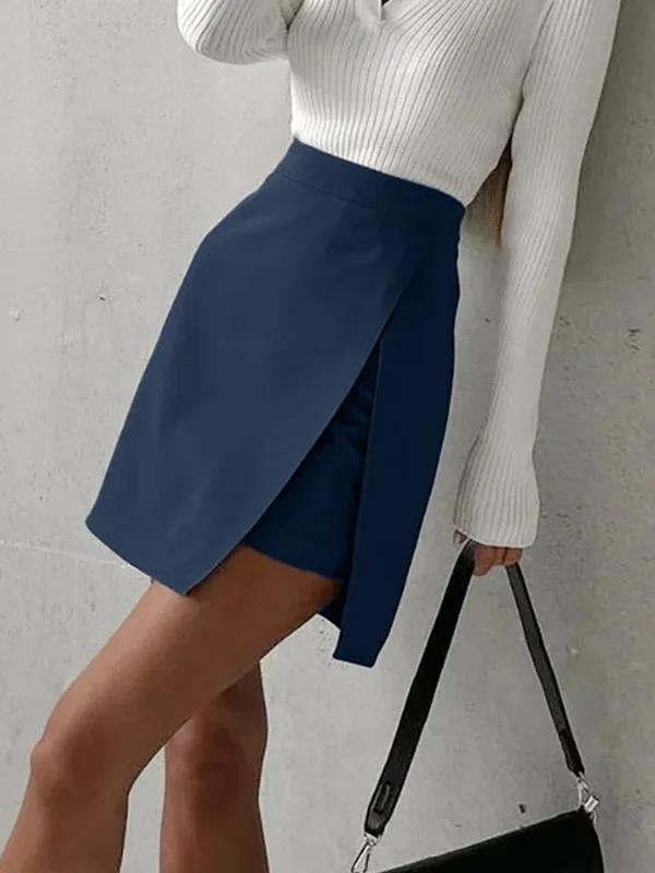 Asymmetric Layered Graceful Split Mini Skirt linen skirt natural