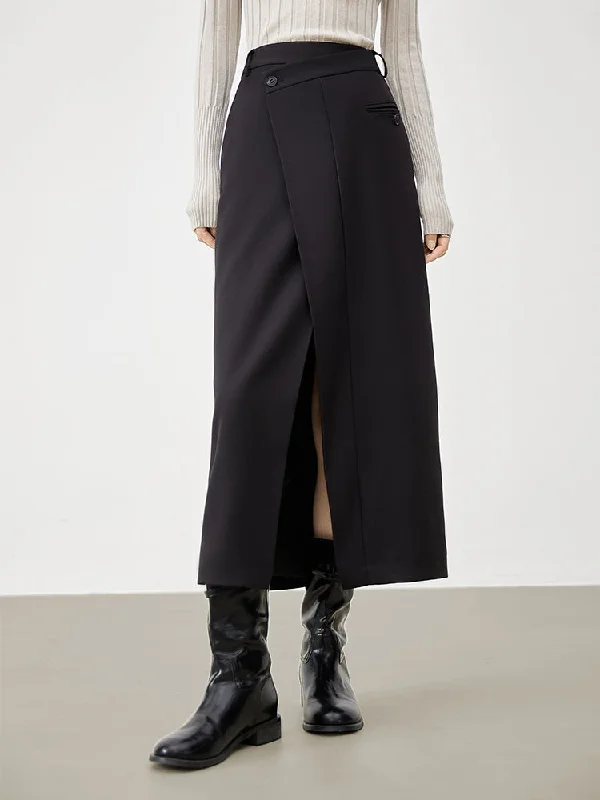 Asymmetric Layer Graceful Wrap Maxi Skirt leather skirt sleek