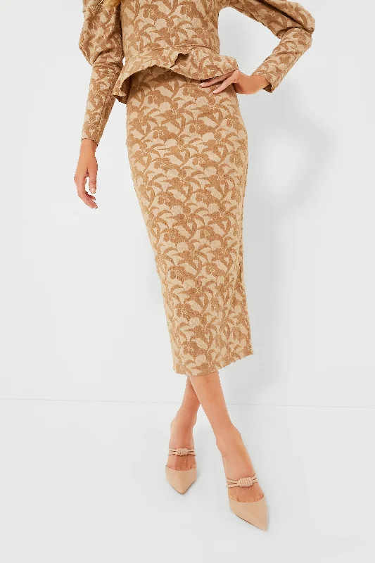 Taupe Augustine Pencil Skirt elastic waist skirt