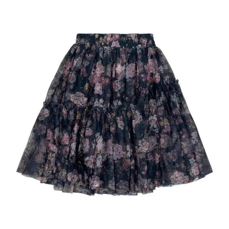 Teela Floral Asymmetrical Tulle Skirt asymmetrical skirt cut