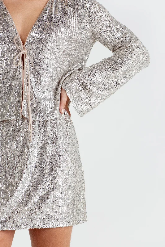 "The Lucy" - Sequin Mini Skirt (Champagne) velvet skirt plush
