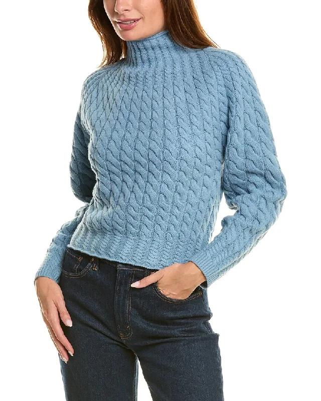 Theory Sculpted Turtleneck Wool & Cashmere-Blend Sweater Chenille Brocade Lace