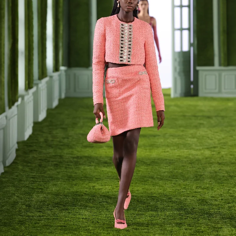Tweed Skirt with Cropped Jacket wool skirt thick