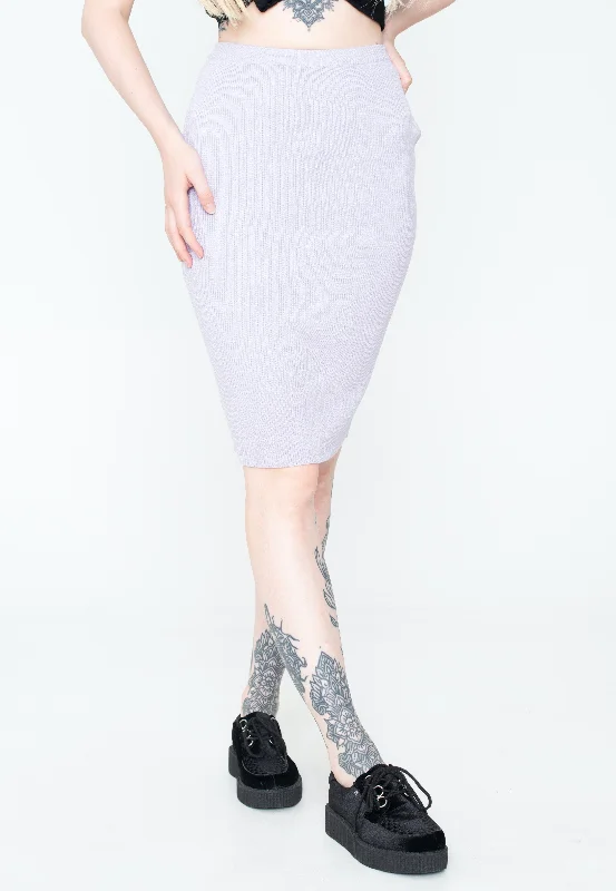 Urban Classics - Ladies Rib Knit Midi Lilac - Skirt cashmere skirt fine