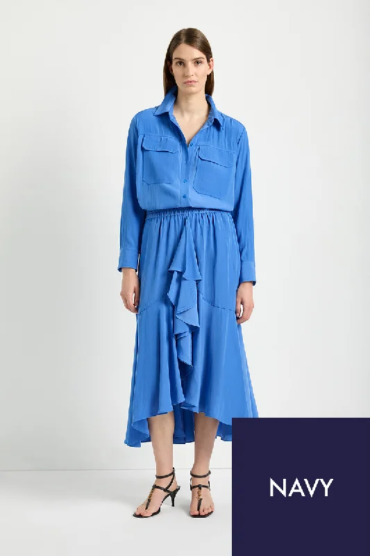 Vine Skirt F67 5868 in Navy by Mela Purdie velvet skirt luxury