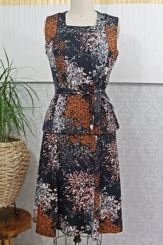 Vintage Floral Spray Top  Skirt Set high waist skirt