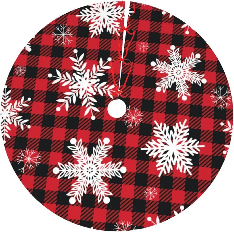 Christmas Xmas Snowflake Buffalo Check Red Black and White Plaid