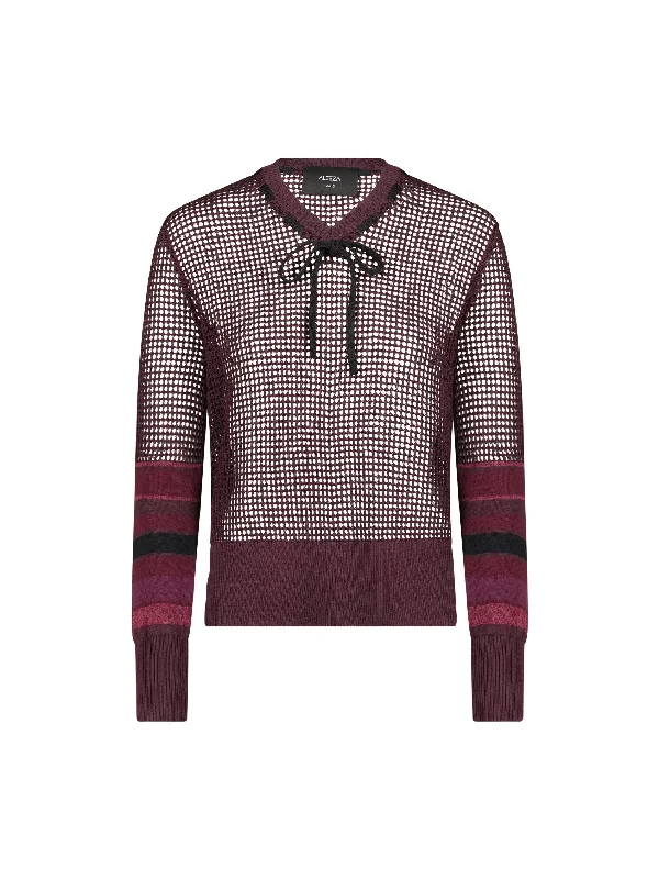 Waffle Knit Sweater Print Jacquard Patchwork