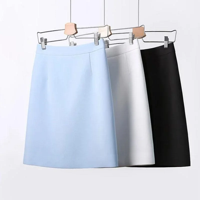 Woman Skirts Girls Summer Breathable A-line Skirt Slim Casual Mini Skirts Office Ladies Solid Color High Waist Skirt chiffon skirt airy