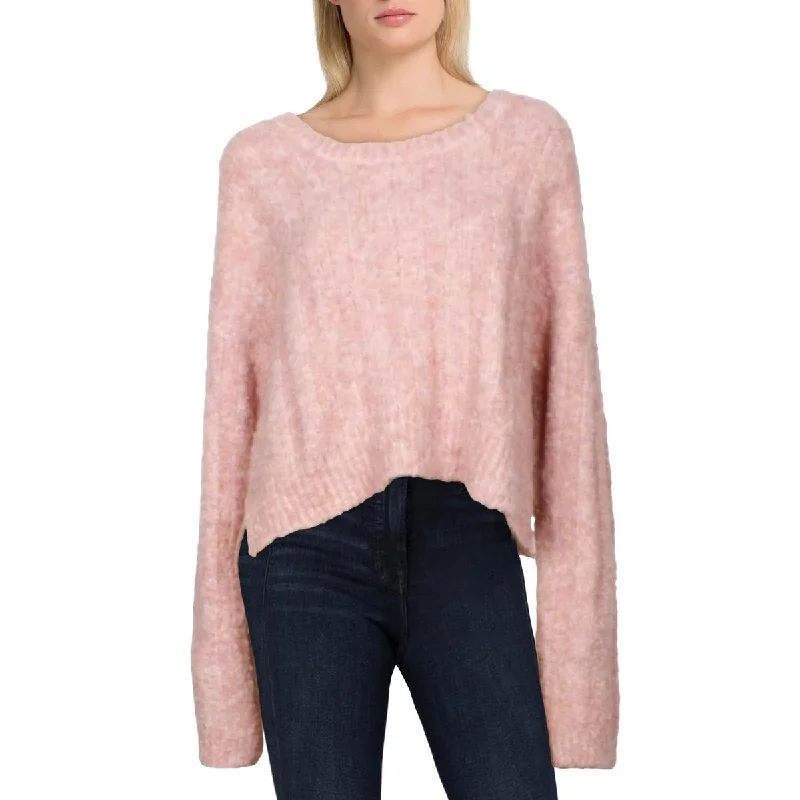 Womens Knit Side Slit Pullover Sweater Fleece Fabric Down Fabric Feather Fabric