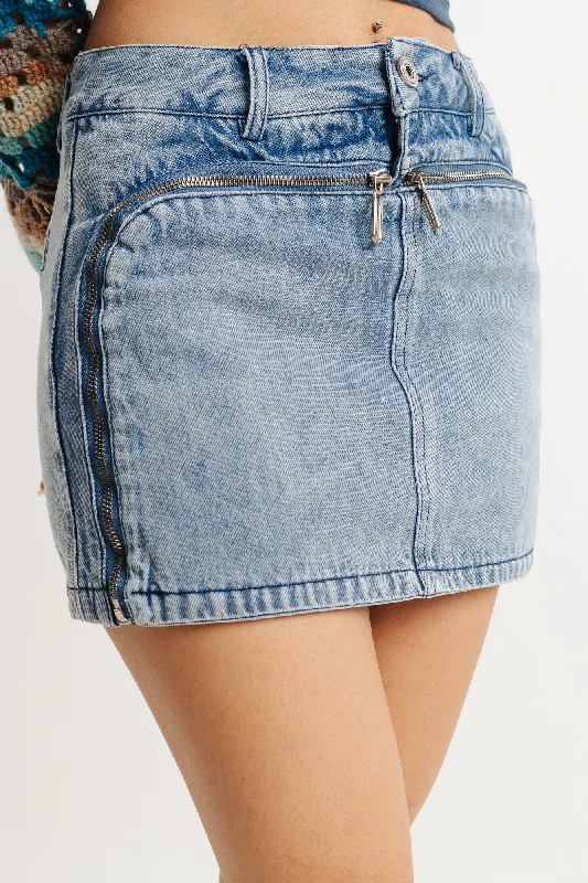 Mini Blue Denim Skirt leather skirt sleek