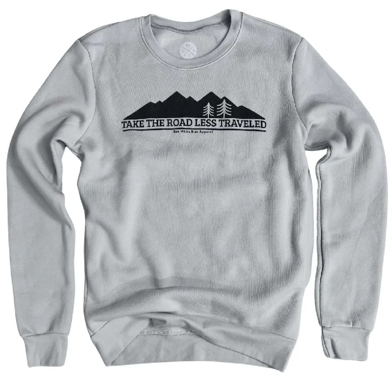 Women's Take The Road Less Traveled Crewneck Sweatshirt Hoodie with Rolled Sleeves Casual Relaxed
