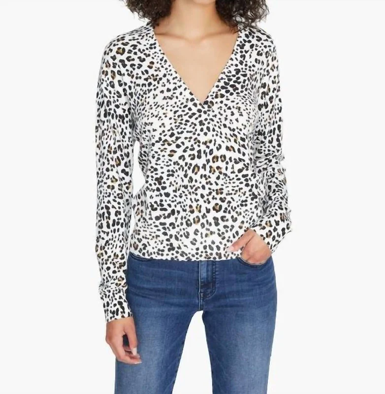 Xoxo Sweater In Leopard Knit Fabric Woven Fabric Fleece Fabric