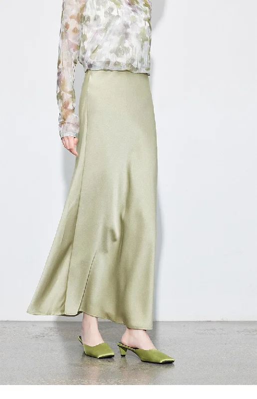 Zen Satin Bias Cut Maxi Skirt lace skirt feminine